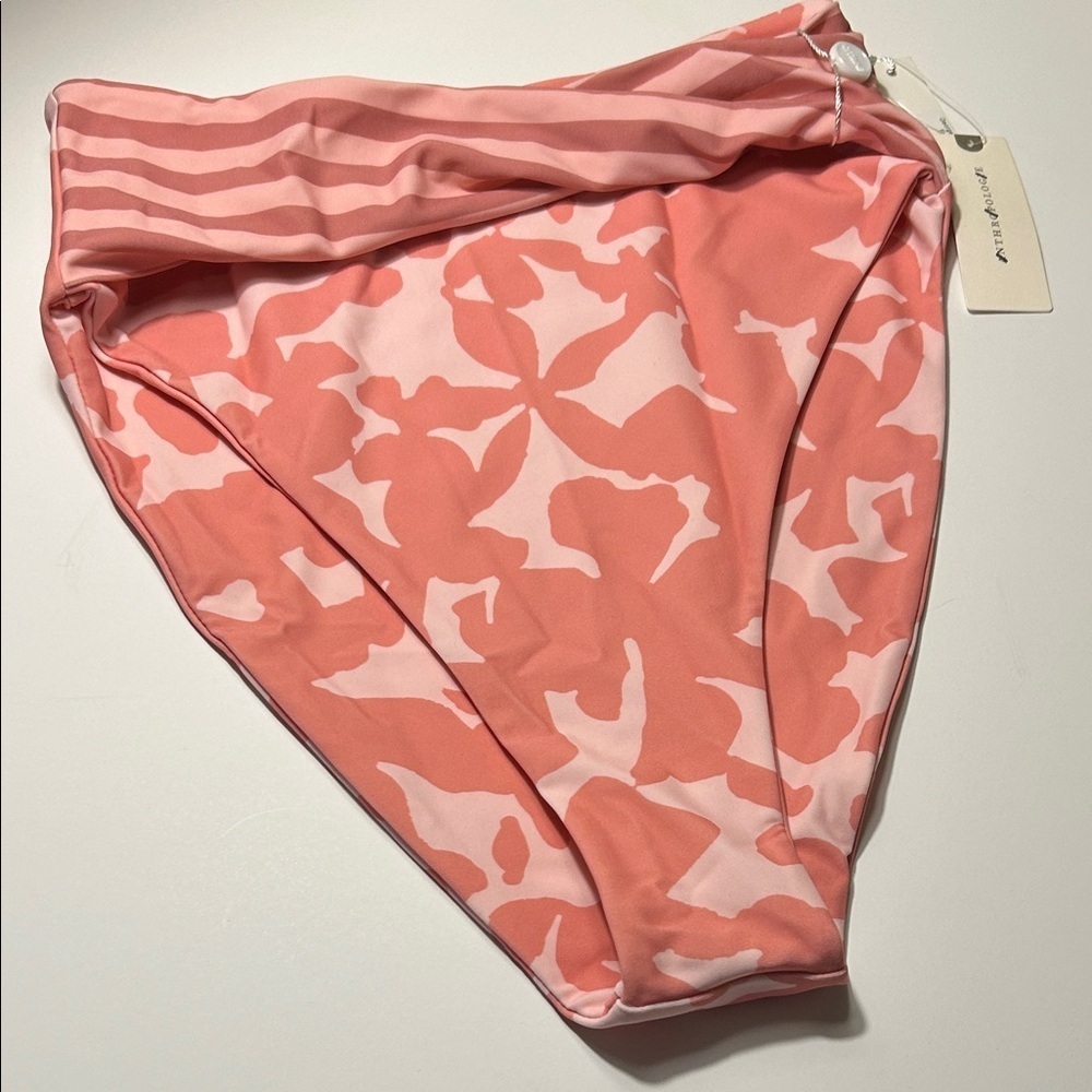 New Citrine Georgette bikini bottom pink floral stripes Anthropologie $116